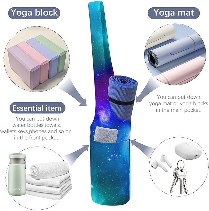 Aiyoolee Yoga Mat Carrier Portable Single Shoulder Strap Bag with Pocket for Gym Yoga Workout Travel