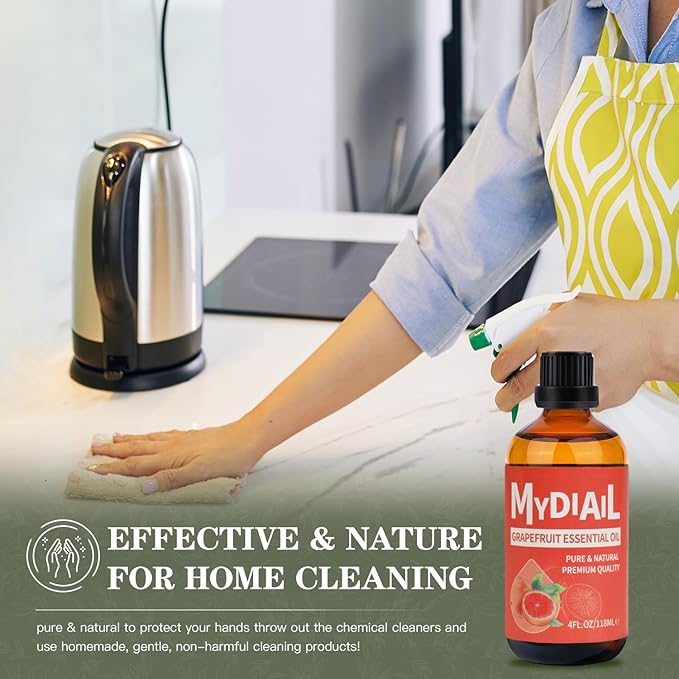 Grapefruit Essential Oil (4fl oz) Pure and Natural Grapefruit Oil Essential Oil for Diffuser, Massage, Aromatherapy, Candle Making, Skin Care, Home Cleaning, Bathing - 118ml