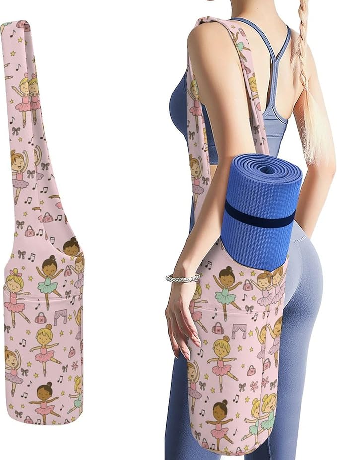 KKdskkds Vintage RoseYoga Mat Bag Large Opening Long Tote Yoga Mat with Pocket Fit Most Size Mats