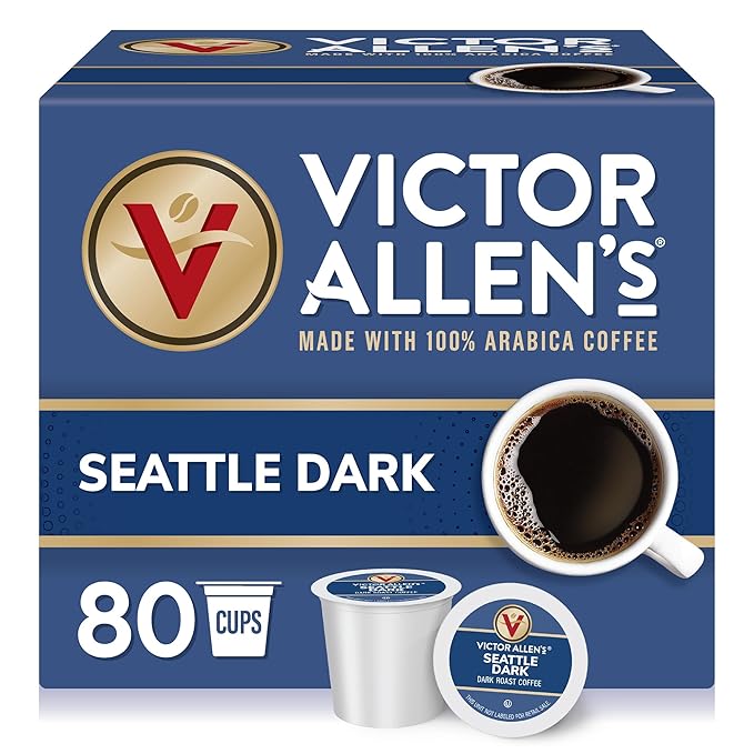 Victor Allen's Coffee Seattle Dark, Dark Roast, 80 Count, Single Serve Coffee Pods for Keurig K-Cup Brewers