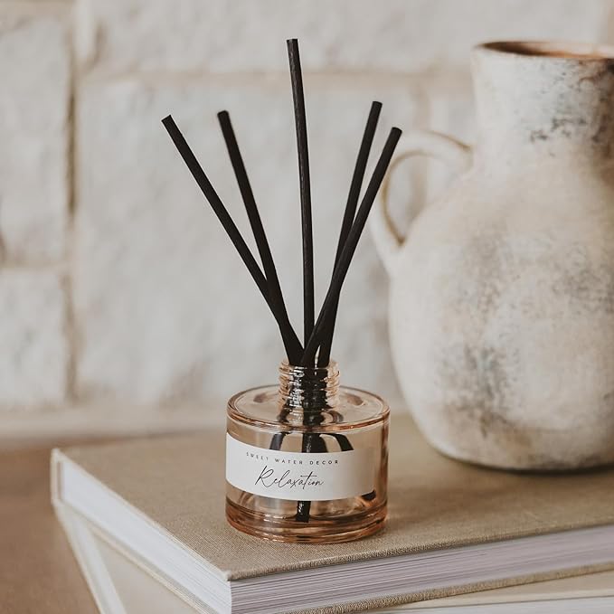 Sweet Water Decor Relaxation Reed Diffuser – Room Decor Aesthetic with Long-Lasting Premium Fragrance of Eucalyptus, Cedar, Patchouli, Vanilla 4 Months – Ideal for Aromatherapy and Home Decor