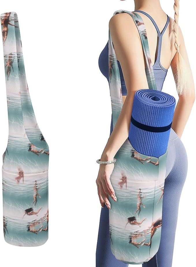 Aiyoolee Yoga Mat Bags, Large Tote Yoga Mat Carrier Holder with Water Bottle Pocket, Adjustable Shoulder Strap Storage Bag