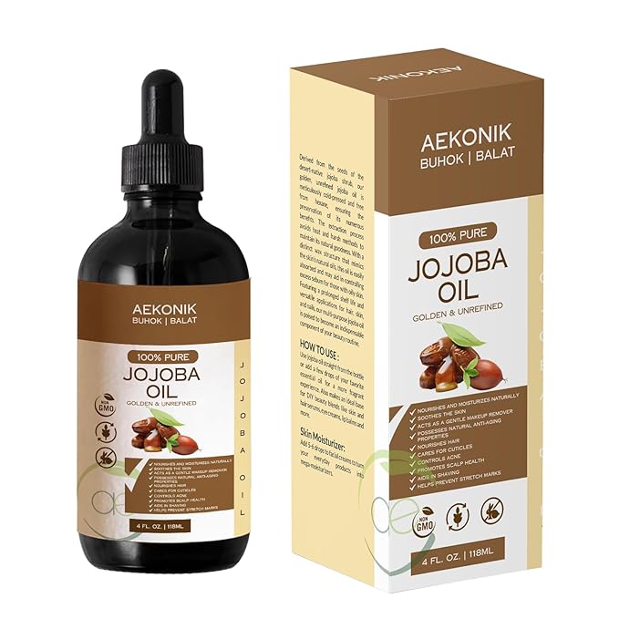 Organic Cold Pressed Jojoba Oil Reduce Wrinkles, Fine Lines & Dark Spots - Non-GMO, Vegan & Cruelty Free - Moisturizing Oil for Skin, Hair & Body - Suitable for Men & Women | 4fl oz (118 ml)
