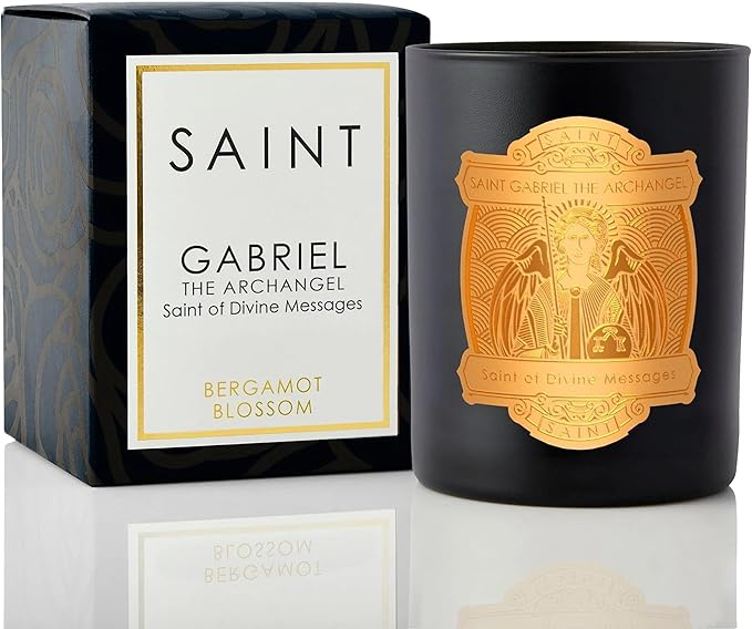 SAINT Gabriel The Archangel Scented Candle with Prayer and Prayer Coin, Saint of Divine Messages, Soy Coconut Aromatherapy Candle with 80 Hour Burn Time, Special Edition