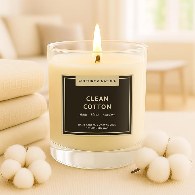 CULTURE & NATURE Natural Soy Wax Candle 7oz (Clean Cotton)