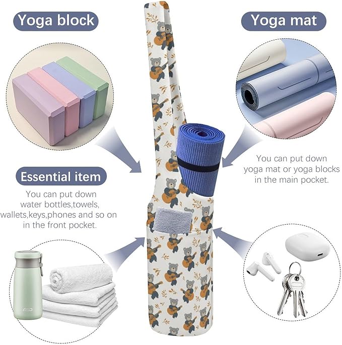 KKdskkds Vintage RoseYoga Mat Bag Large Opening Long Tote Yoga Mat with Pocket Fit Most Size Mats