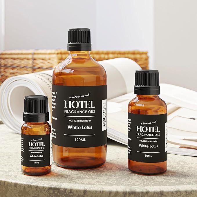 AirScent Hotel Diffuser Oil No. 1042 Inspired by The White Lotus Hotel Scent - Premium Fragrance Oil for Ultrasonic and Waterless Diffusers and Crafting - 120 mL, 4 fl oz Glass Bottle with Dropper