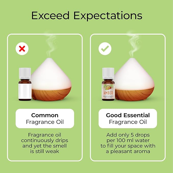 Good Essential – Professional Amber Fragrance Oil 10 ml for Diffuser, Perfume, Candles, Aromatherapy – 0.33 fl oz, 10 ml