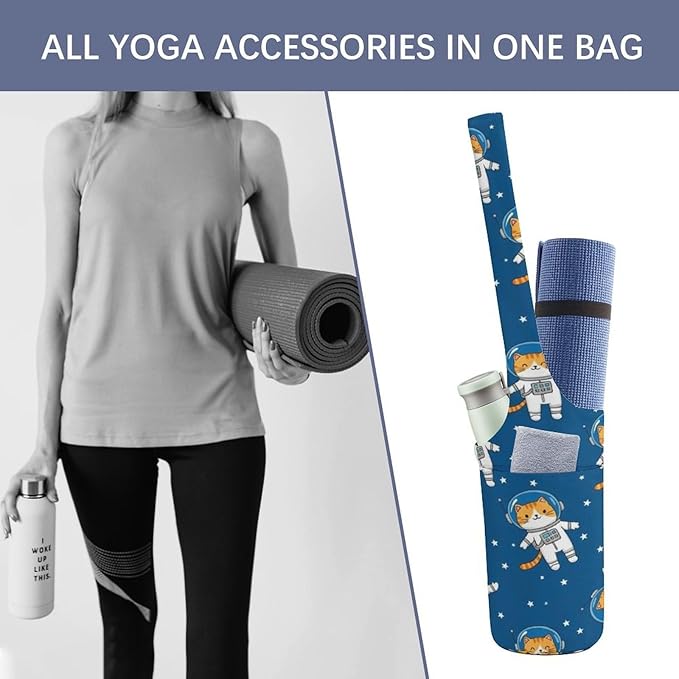 Meaudiwes Stylish Yoga Mat Bag for Women Exercise Mat Holder with Shoulder Strap Yoga Mats Totes Sports Storage Bag