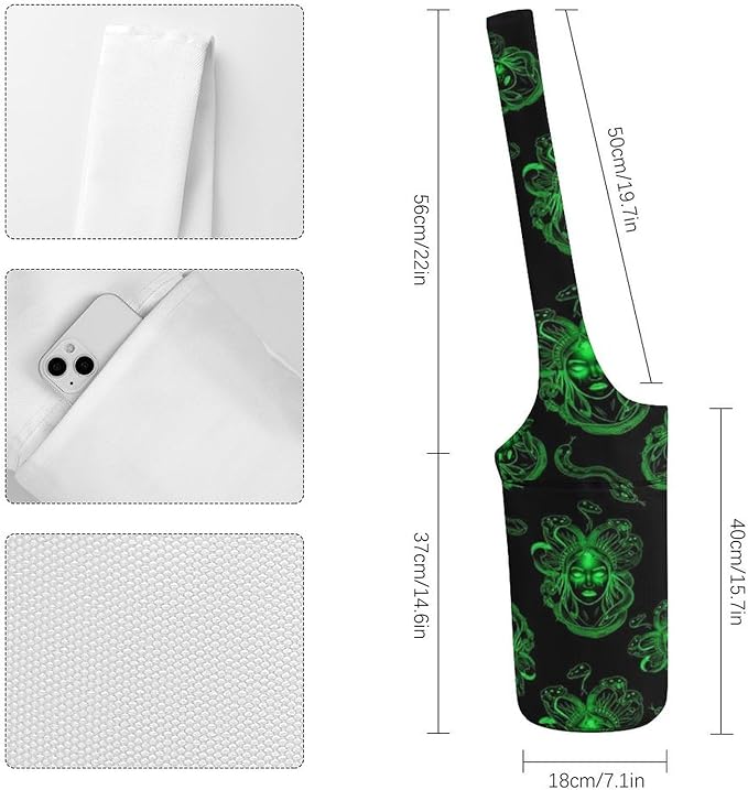 Aiyoolee Single Shoulder Yoga Mat Carrier Bag Portable Spacious with Pocket for Yoga Gym Fitness Travel