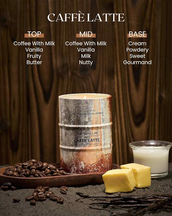 M&SENSE Caffe Latte Scented Candles Natural Non Toxic, Aromatherapy Candle for Stress Relief Meditation Relaxing, Housewarming Gifts for Women Men, 11.3oz 70 Hour Long Burning