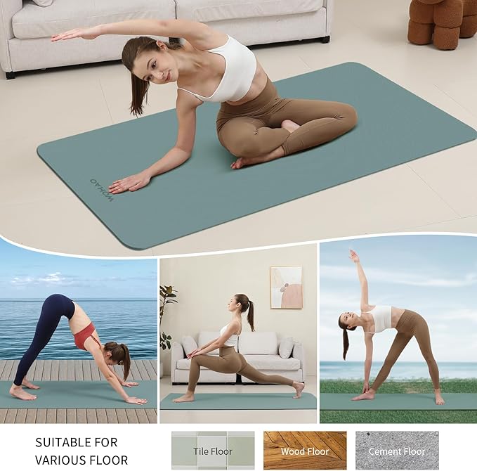 WOHAO Extra Thick 8mm Yoga Mat, 72"x28" Non Slip Exercise Mat, Reversible 2-Sided Dual Color Premium POE Material, with Carrying Strap for Yoga, Pilates, Home Gym