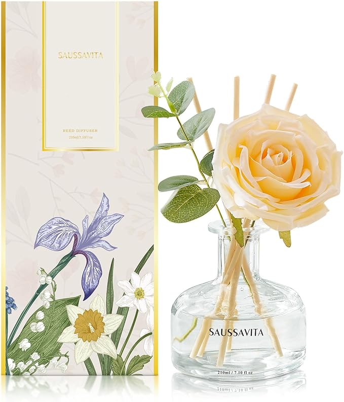 Reed Diffusers Set, 7.10 oz Vanilla Scented Diffuser with 7 Sticks, Long Lasting Home Fragrance for 120 Days, Perfect for Bathroom, Shelf Decor, Air Fresheners