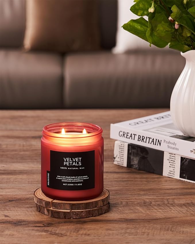 M&SENSE Sandalwood Floral Soy Candles for Home Scented, Organic Natural Soy Wax 11.6oz 70 Hour Long Lasting, Luxury Floral Scented Candle Gifts for Women