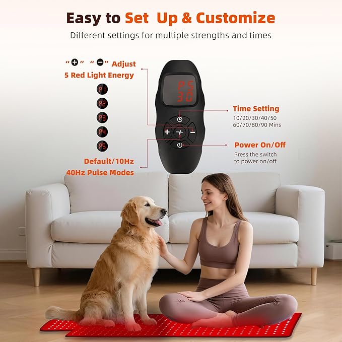 Red Light Therapy Mat for Body 42"x16", 480 LEDs Infrared Light Therapy Pad with Dual Wavelengths 660nm & 850nm for Back Shoulder Belly Leg, Pulse Modes, Adjustable Timer & Intensity