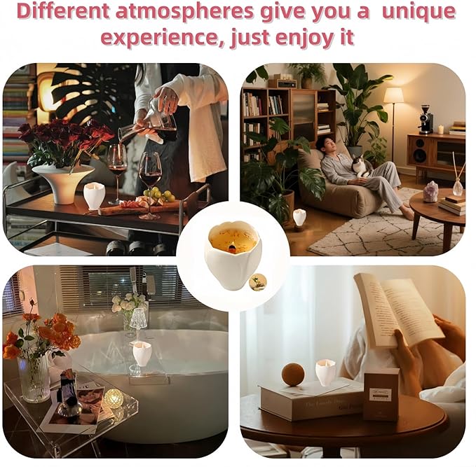 Scented Candles, Natural Soy Candle, Crackling and Wood Wick Aromatherapy Candle for Home,White, (Osmanthus)