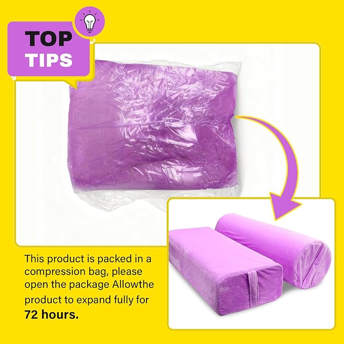 JZHLLA 2 PCS Yoga Bolster Pillow for Restorative Yoga, High Density Foam Meditation Bolster with Washable Velvet Cover and Carry Handle Meditation Pillow Set with Round and Rectangular