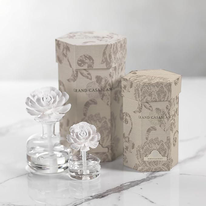 Zodax Grand Casablanca Porcelain Oil Diffuser - 6.76 oz -Moroccan Peony