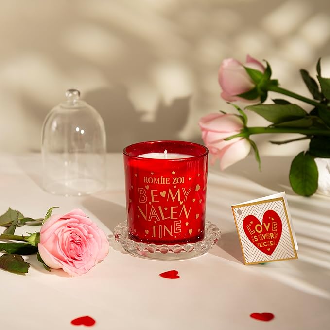 ROMIIE ZOI Scented Candle - 6oz Soy Wax Candle Holiday Valentine's Day Infused with Amber Spice Rose - Gift Box Packaged for Holiday Season Women Gift