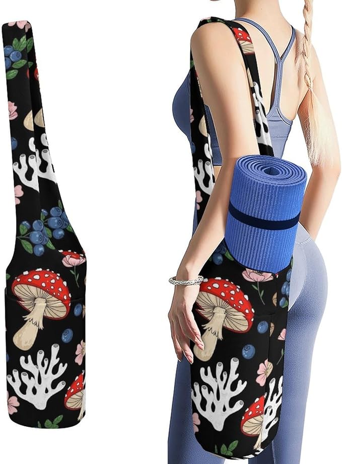 Meaudiwes Large Yoga Mat Bag with Long Strap for Women Yoga Accessories Sports Storage Bags Exercise Mats Tote Sling Carrier Bag