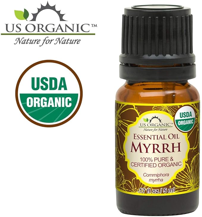 US Organic 100% Genuine Myrrh Essential Oil - Sourced from The Horn of Africa, USDA Certified Organic, Extracted by Hydro-Distillation (Myrrh, 5 ml)