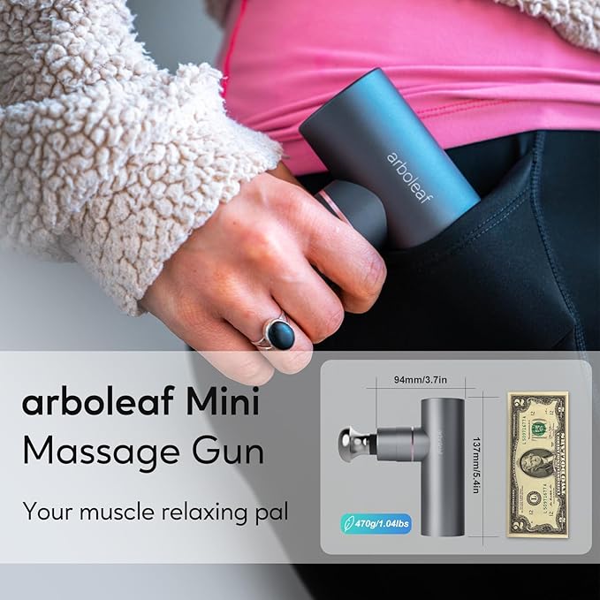 arboleaf Massage Gun Deep Tissue with Metal Head, Full-Metal Electric Portable Hand Held Massager Gun with Case for Back, Body Sore Muscles, Pain Relief, Gifts for Dad, Office, Home, Athletes