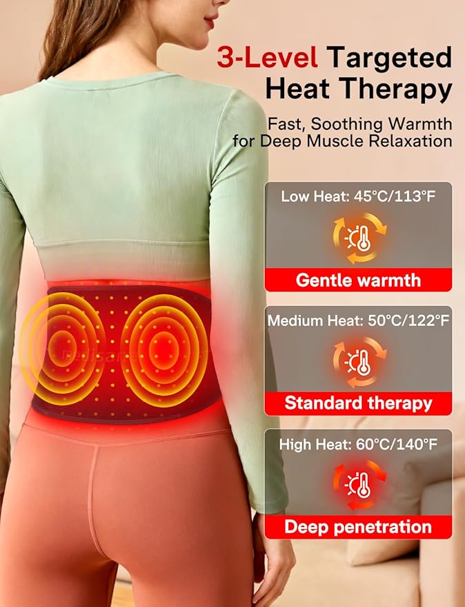 Medisana 3-in-1 Red Light Therapy Belt, Cordless Infrared Red Light Therapy for Body with Multi-Mode Red Light/Pulse/Heat/Vibration - 660nm/850nm for Muscle Pain Relief, Portable for Waist Back Knee
