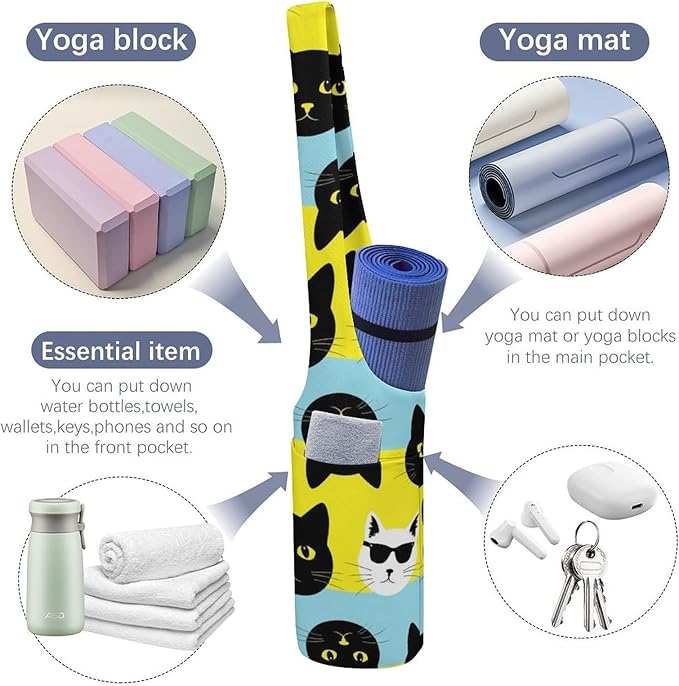 Aiyoolee Yoga Mat Bag for Women with Large Pocket, Yoga Gifts Accessories with Adjustable Shoulder Strap for Workout Stuff