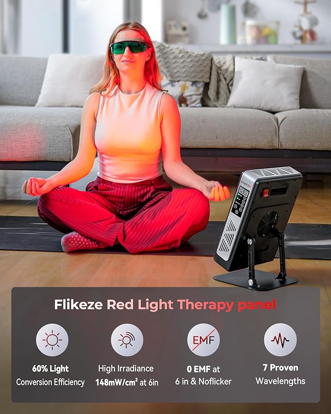 Red Light Therapy Panel with 7 Wavements - 78 LEDs 3+4 Chips Red and Near Infrared Light Therapy Devices for Body and Face, Adjustable Brightness, Red Light Therapy for Home Office & Gym