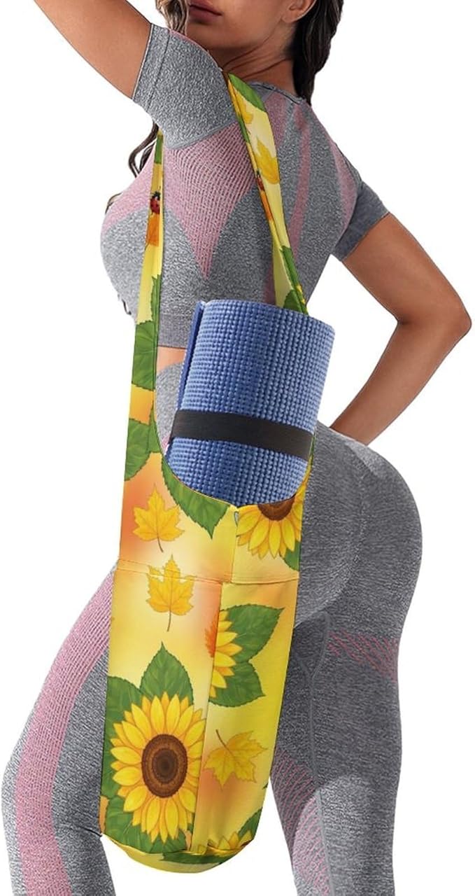 Aiyoolee Portable Yoga Mat Carrier Single Shoulder Bag with Pocket Spacious for Yoga Gym Fitness Travel