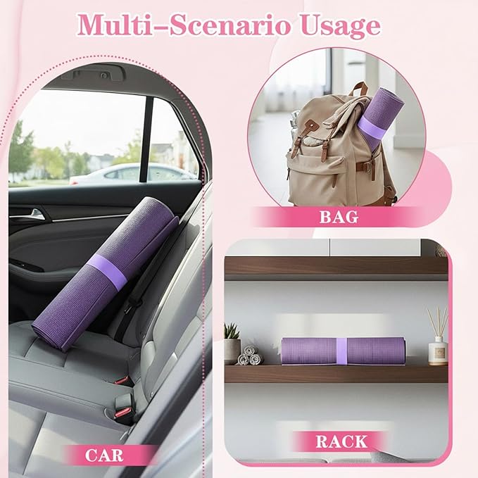 APLZGMG Yoga Mat Strap, One Snap Yoga Mat Slap Band for Keep Mats Tightly Rolled, Elastic One Snap Straps Band