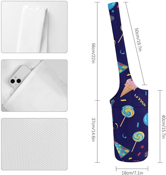 Meaudiwes Large Yoga Mat Bag with Long Strap for Women Yoga Accessories Sports Storage Bags Exercise Mats Tote Sling Carrier Bag