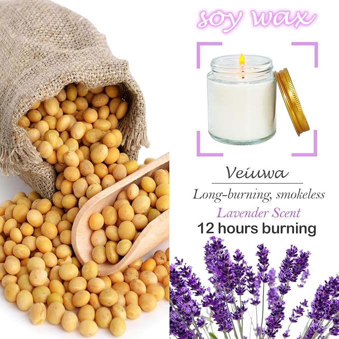 24 Pcs 4 Oz Mini White Soy Candles,Lavender Scented Candles Set,Bulk Aromatherapy Candle,Great Stress Relieving Scented Candle for Girls as a Gift for Birthdays, Weddings and More!