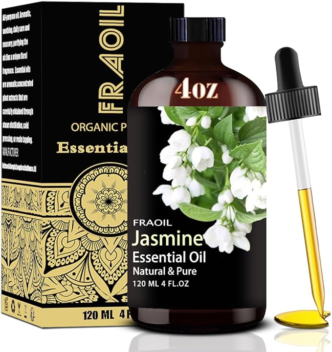 Jasmine Essential Oil, Jasmine Oil 4 Fl Oz 120ML for Diffuser Humidifier Yoga Cleaning DIY Candle Soap Making Perfume Gift for Women Essential Oils