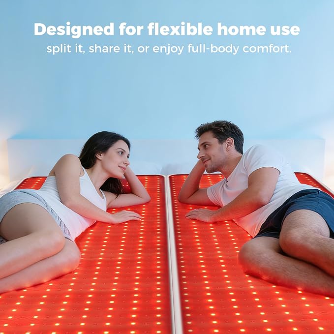 2026 Upgraded Mint Blue Infrared Red Light Therapy Mat – 2052 pcs SMD 5050 LED Chips (660nm & 850nm), Pain Relief, Recovery Boost, Whole Body Care, Sleep & Energy Support