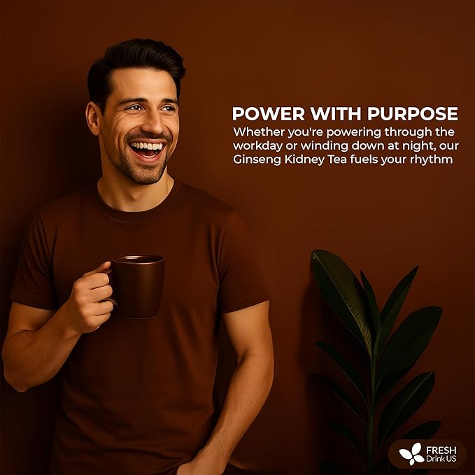 FreshDrinkUS, Ginseng 6 Treasures Kidney Tea, 30 Packs Of Super Kidney Cleanse Detox Tea For Men & Women, 100% Natural Roots & Berries | Caffeine-Free | Adaptogenic Blend for Energy, Wellness & Vitality Support