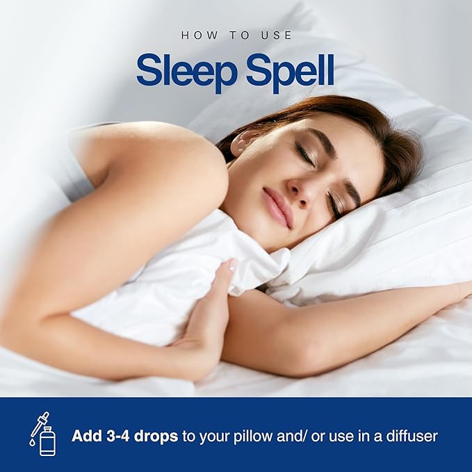 Sleep Spell Essential Oil Blend by Enhanced Essentials|Slow-Distilled French Lavender, Sandalwood, Rose Geranium & Chamomile|Promotes Deep Sleep & Calm|for Diffuser, Pillow & Bath|1 fl oz (30 ml)