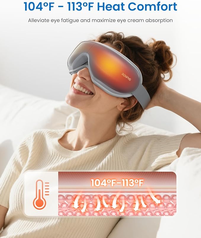 RENPHO Eye Massager with Heat, Valentines Day Gifts for Her Him Birthday Gifts for Women Mom, FSA Eligible HSA Eye Mask for Migraine,Sleep Mask for Dry Eyes Relax, Reduce Strain for Men Dad Eyeris 1