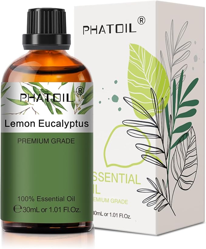 Lemon Eucalyptus 1.01fl.oz Essential Oil, PHATOIL Pure Aromatherapy Oils for Diffuser, Humidifier, Perfect for DIY Soap, Candle, Bath Bombs Making(30ml)