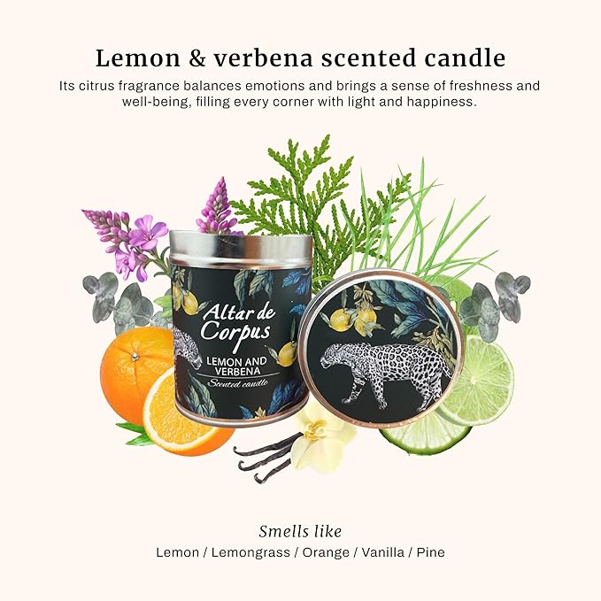 14 Oz Strong Scented Candles Long Lasting – Lemon Verbena Candle - High End Luxury Candles for Home - Cute Candles for Women - Soy Wax Premium Blend - Decorative Candle for Men Gifts