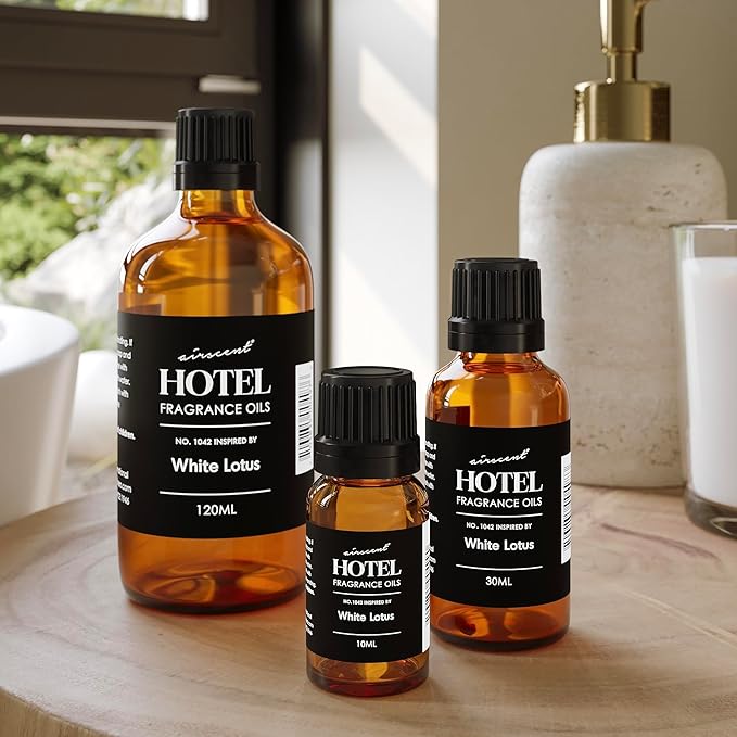 AirScent Hotel Diffuser Oil No. 1042 Inspired by The White Lotus Hotel Scent - Premium Fragrance Oil for Ultrasonic and Waterless Diffusers and Crafting - 120 mL, 4 fl oz Glass Bottle with Dropper