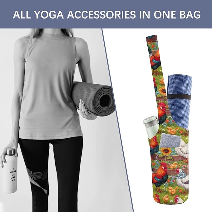 Aiyoolee Yoga Mat Bag with Large Pocket, Strap Bag Carriers for Women