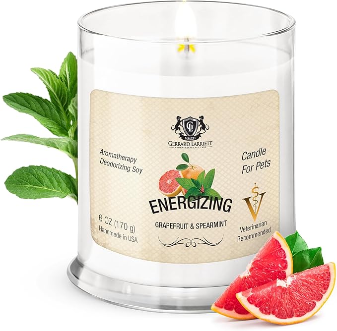 Pet Odor Eliminator Candle Grapefruit and Spearmint Scented Candle, Calming Candles Aromatherapy for Home Decor, Soy Wax Pet Candles Odor Eliminator for Animal Lover, Aromatherapy by Gerrard Larriett