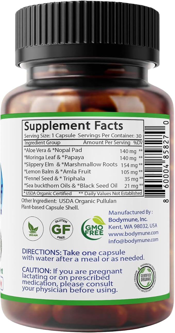 AcidRelief Acid Tamer | Promotes Stomach Comfort & Digestive Wellness* | Organic Herbal Blend for Gut Health* | Made in USA, USDA Organic, Vegan, Non-GMO, Gluten-Free | 30 Capsules