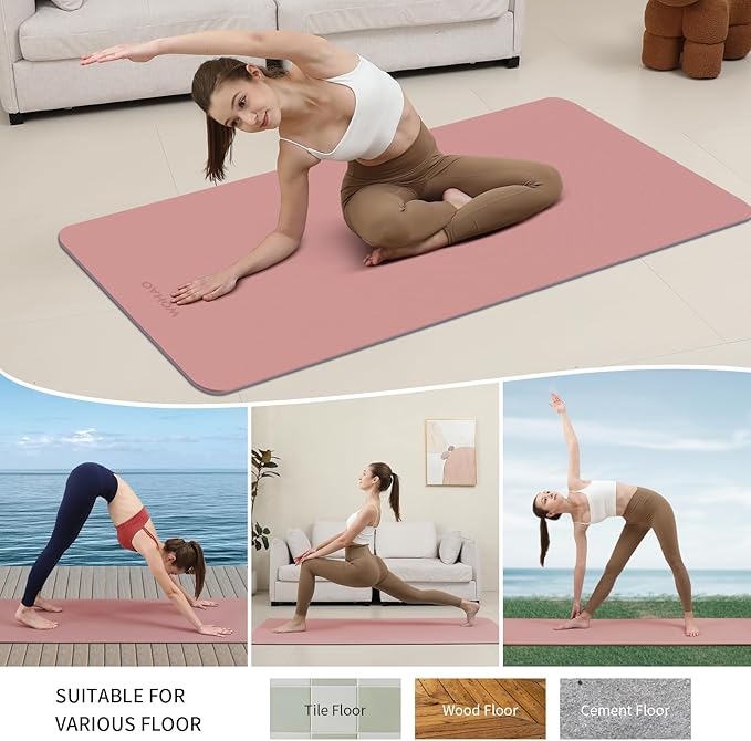 WOHAO Extra Thick 8mm Yoga Mat, 72"x28" Non Slip Exercise Mat, Reversible 2-Sided Dual Color Premium POE Material, with Carrying Strap for Yoga, Pilates, Home Gym