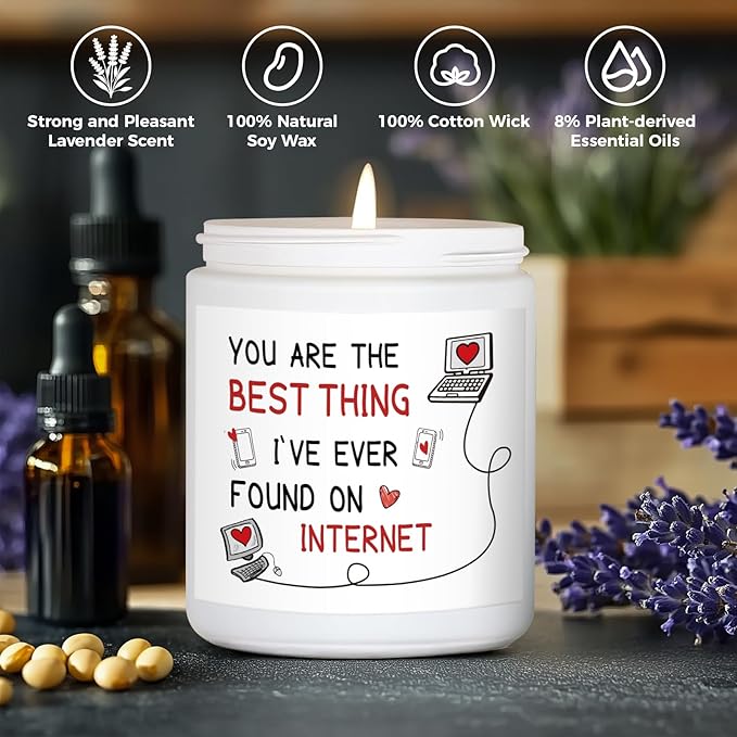 MOASITN Best Thing I Found on The Internet Candles Candles for Women Girlfriend, Valentines Day, Birthday, Anniversary Unique & Sweetest Couple Candle for Her, Him, Best Friends, Boyfriend, Men
