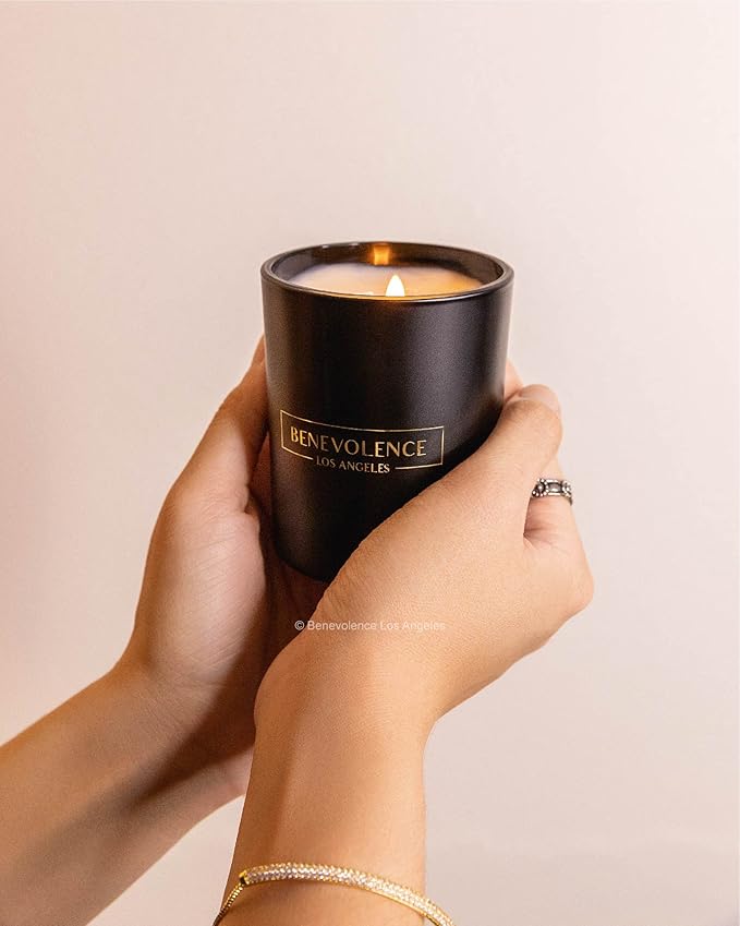 Benevolence LA Clearance Candles Bergamot & Jasmine Christmas Scented Candles | Soy Black Holiday Candle for Home | Gifts for Women and Men | Home Fragrance | Aromatherapy | 6oz