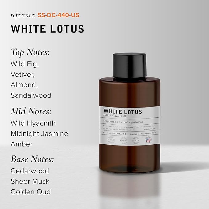 Essential Oils for Diffusers for Home - White Lotus 3.4 Fl Oz - Aromatherapy Diffuser Oil - Long Lasting Hotel Collection Diffuser Oil - Oils for Diffuser - Made in USA