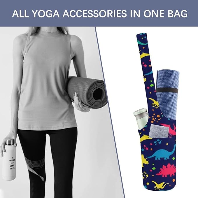 Meaudiwes Yoga Mat Bag for Women, Stylish Yoga Mat Tote Sling Carrier Bag, Long Strap Exercise Mats Totes Sport Storage Bag
