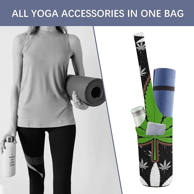 Aiyoolee Yoga Mat Bags, Large Tote Yoga Mat Carrier Holder with Water Bottle Pocket, Adjustable Shoulder Strap Storage Bag